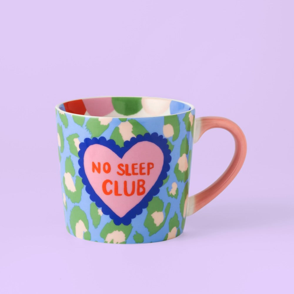 Eleanor Bowmer No Sleep Club Mug | Green Leopard Bone China | 300ml