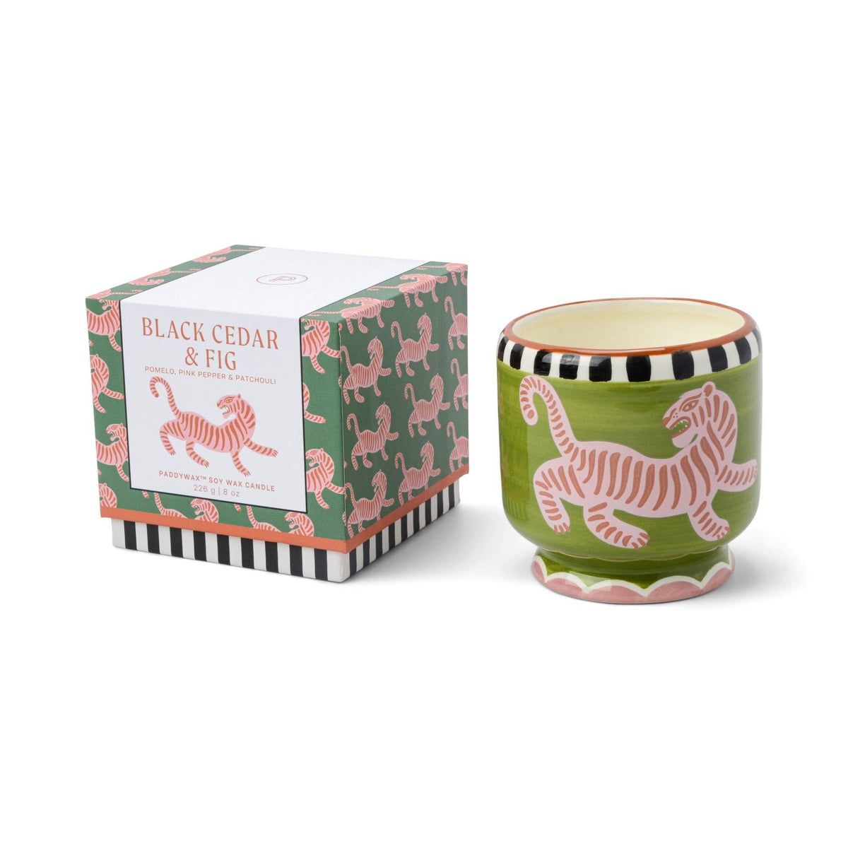 Paddywax A Dopo Tiger Ceramic Candle | Black Cedar & Fig | 8oz