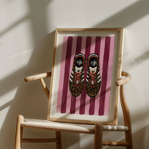 Leopard Print Samba Trainer Wall Art Print