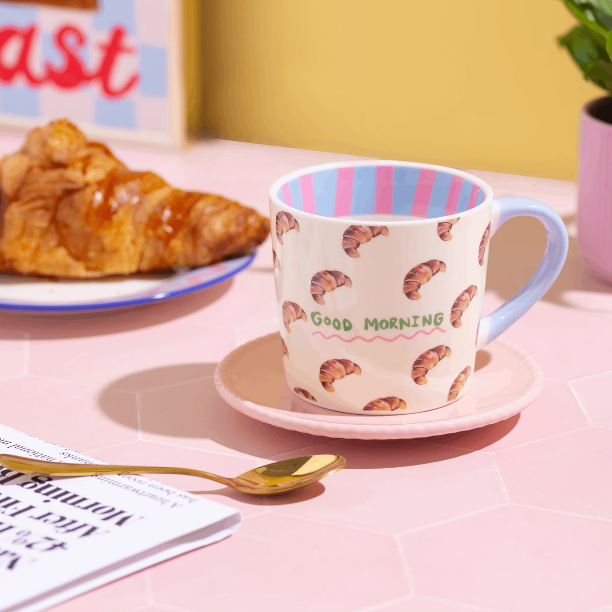 Eleanor Bowmer Good Morning Croissant Mug | Bone China | 300ml