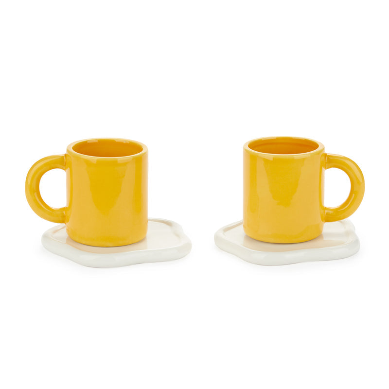 Sunny Side Up Ceramic Coffee Cups - Set of 2