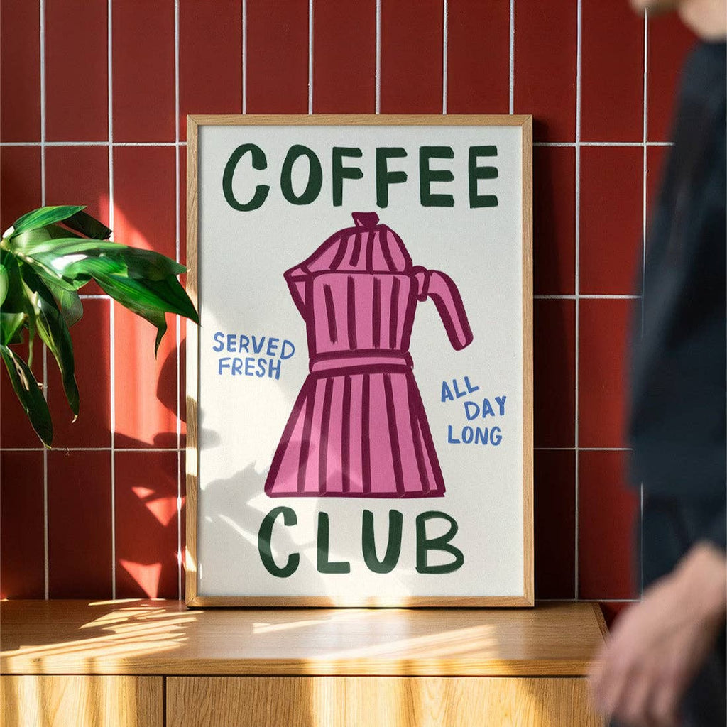 Coffee Club Art Print | Colourful Kitchen Wall Art