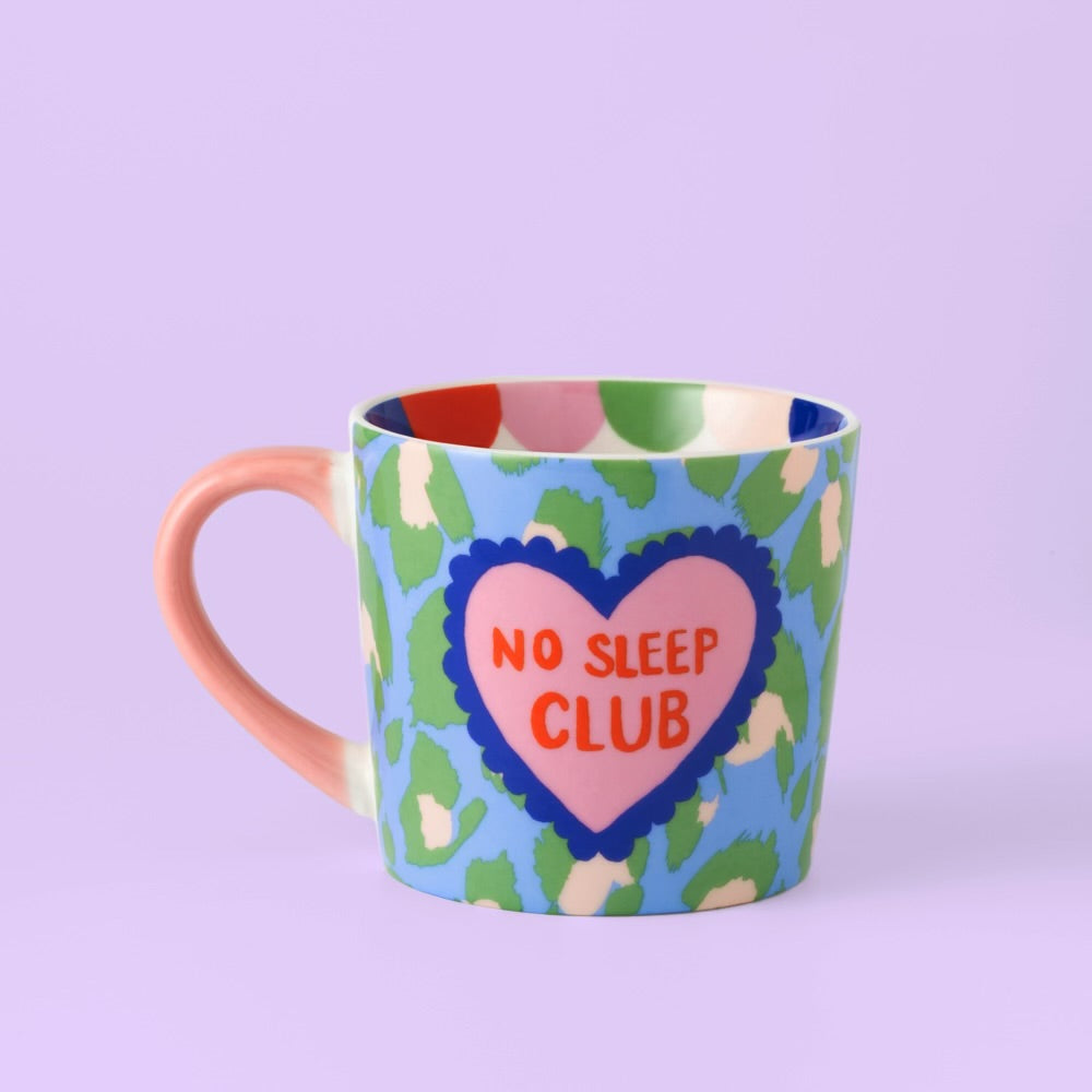 Eleanor Bowmer No Sleep Club Mug | Green Leopard Bone China | 300ml