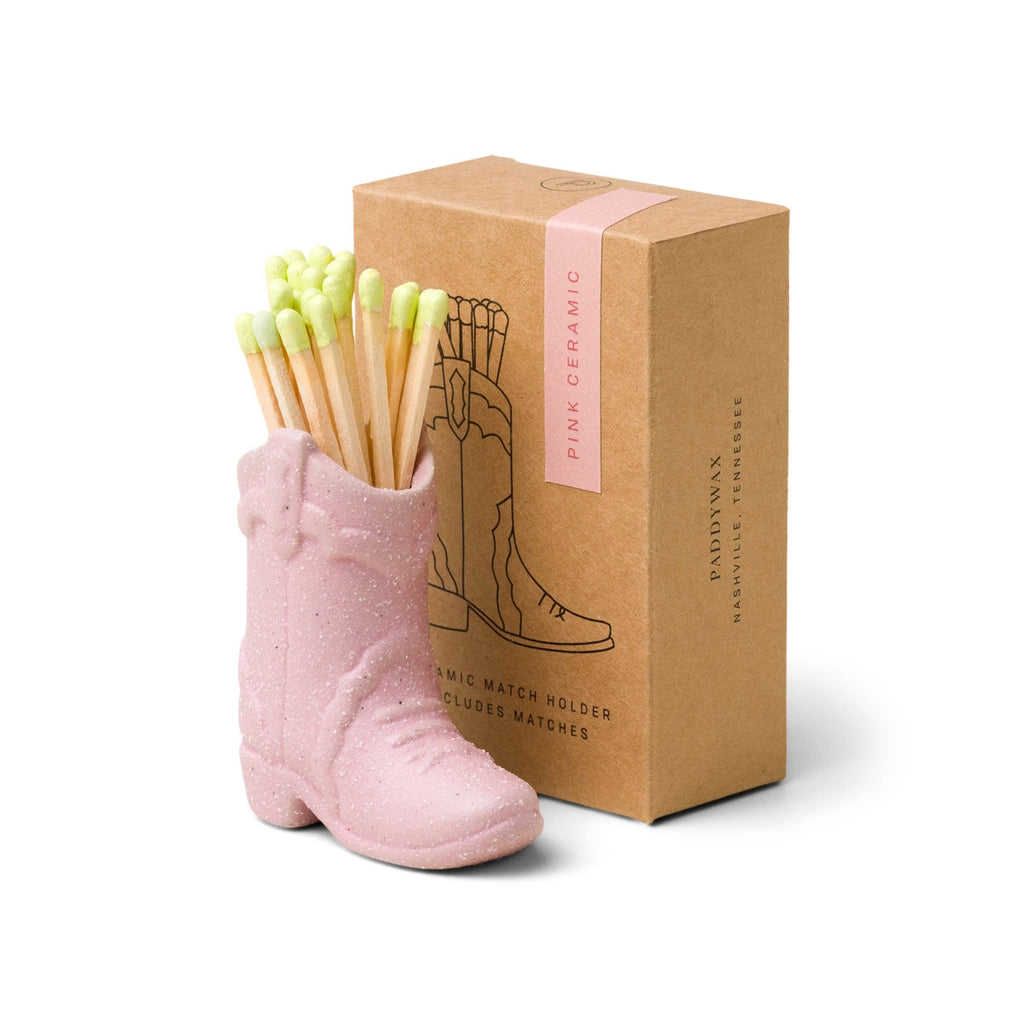 Nashville Ceramic Cowboy Boot Match Holder | 25 Safety Matches