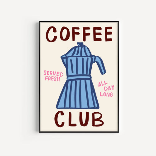 Coffee Club Art Print | Colourful Kitchen Wall Art