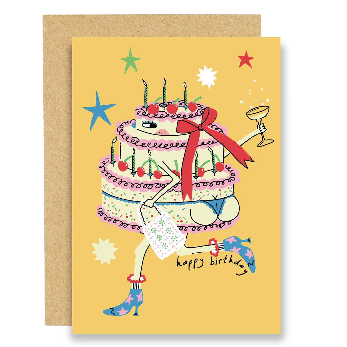 Cake in Boots Birthday Card, Fun Greeting Cards