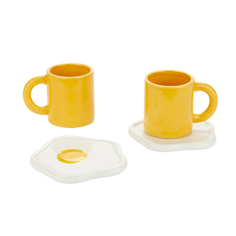 Sunny Side Up Ceramic Coffee Cups - Set of 2