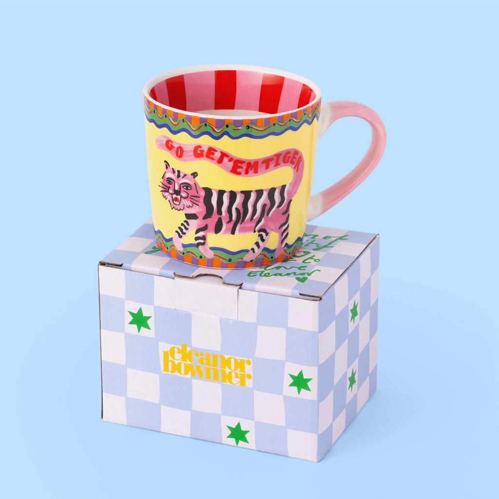 Eleanor Bowmer Go Get 'Em Tiger Mug | Gold Foil Bone China | 300ml