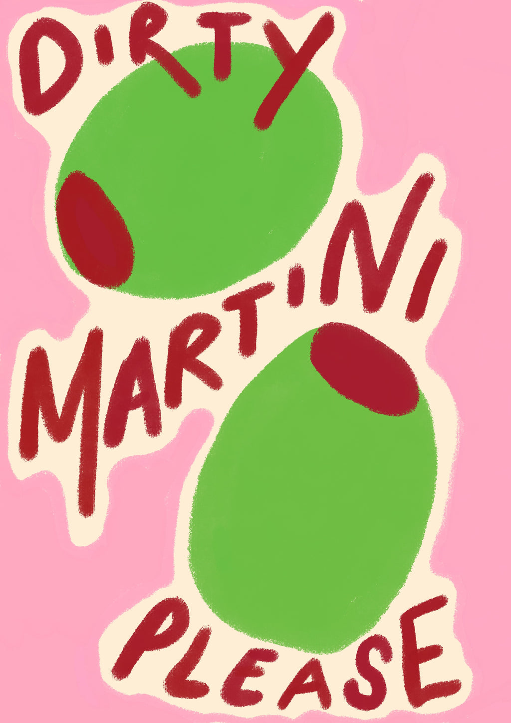 Dirty Martini Please | Pink Cocktail Wall Art Print