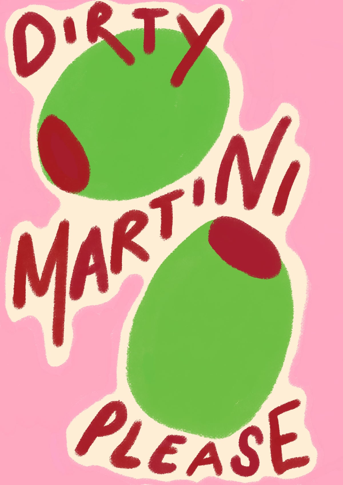 Dirty Martini Please | Pink Cocktail Wall Art Print