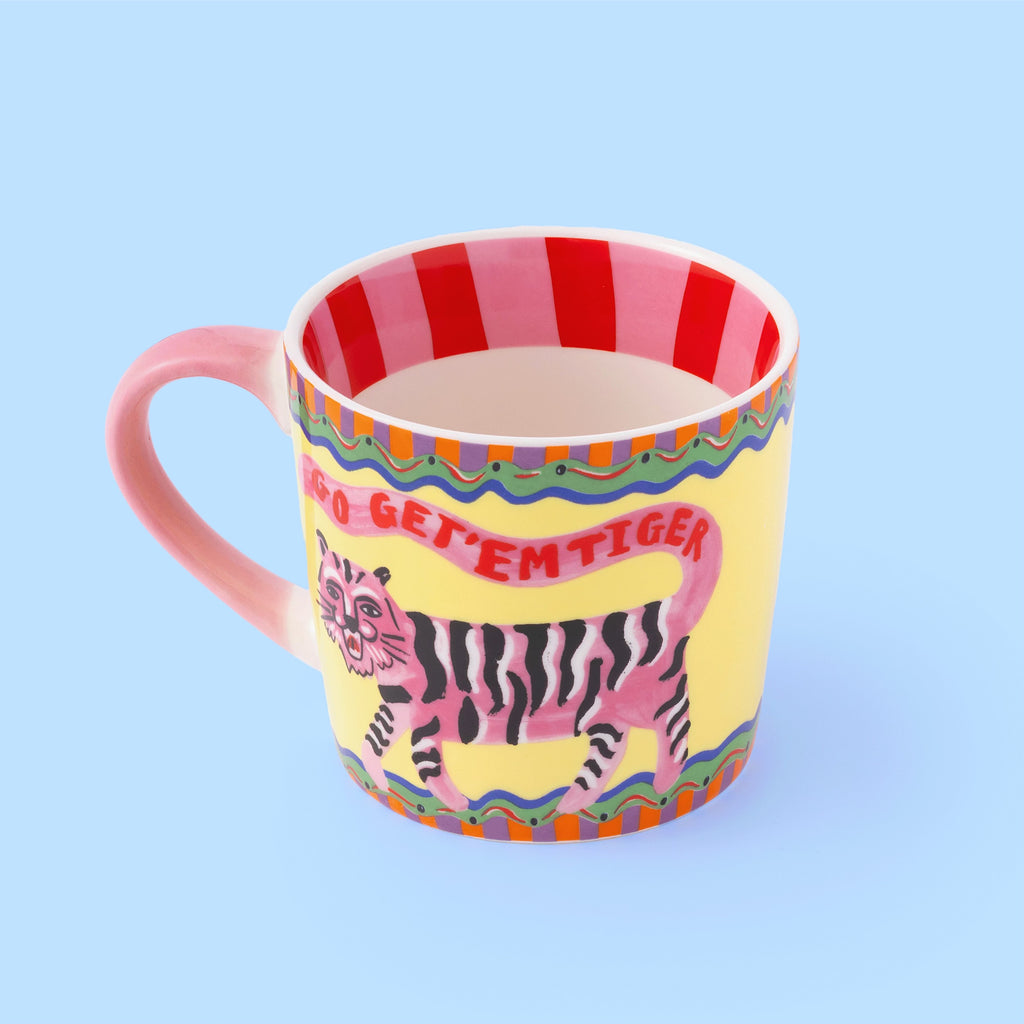 Eleanor Bowmer Go Get 'Em Tiger Mug | Gold Foil Bone China | 300ml