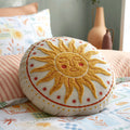 Fusion Soleil Sun Embroidered Round Cushion | Yellow