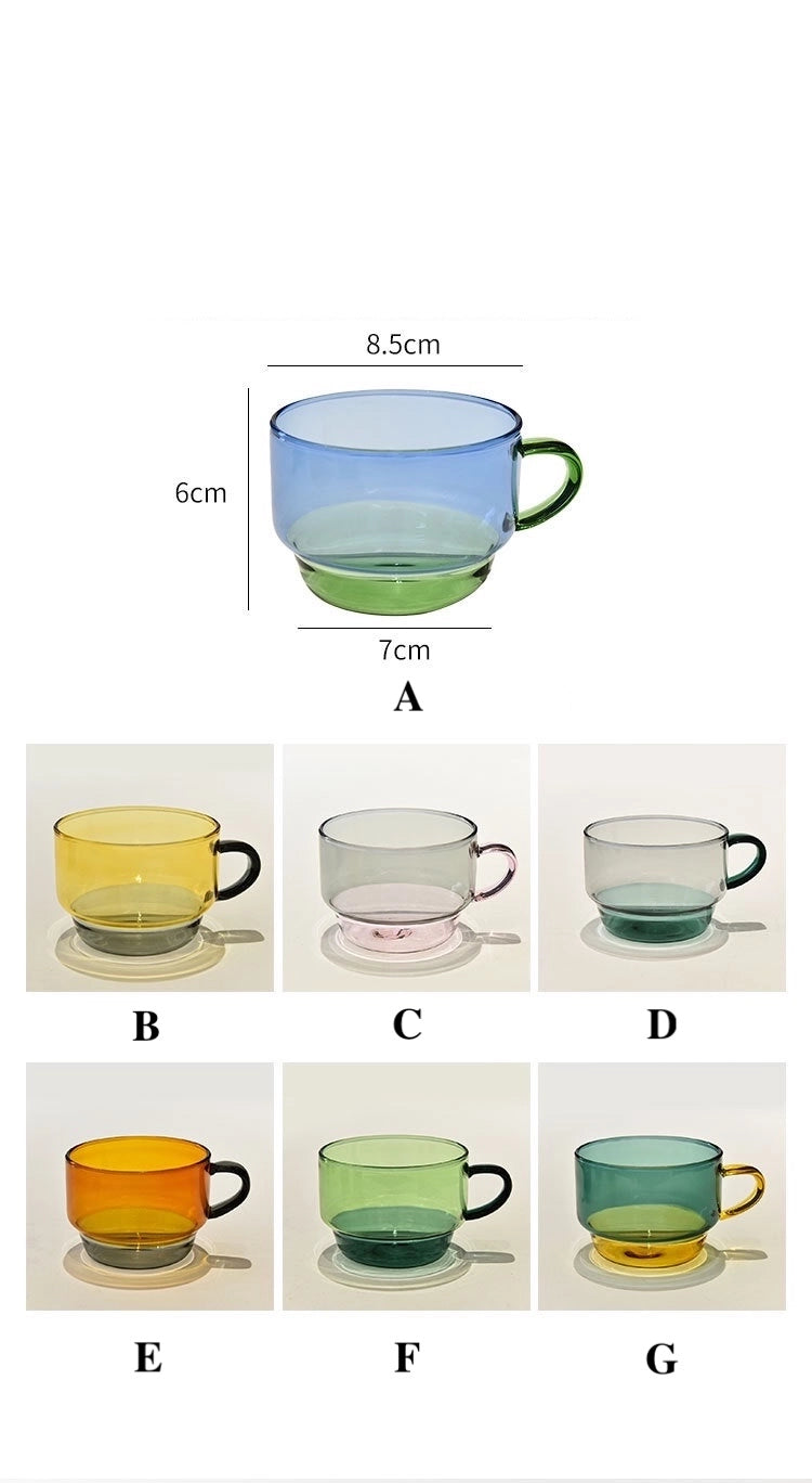 Stackable Glass Coffee Mug | Heat-Resistant | 7 Colour Options