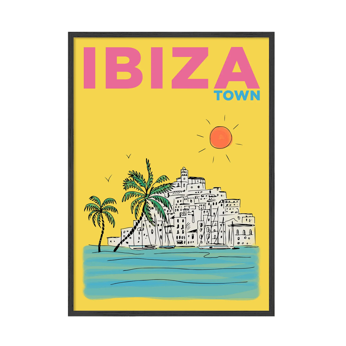 Ibiza Town Wall Art Print | Summer Escapes Travel Illustration