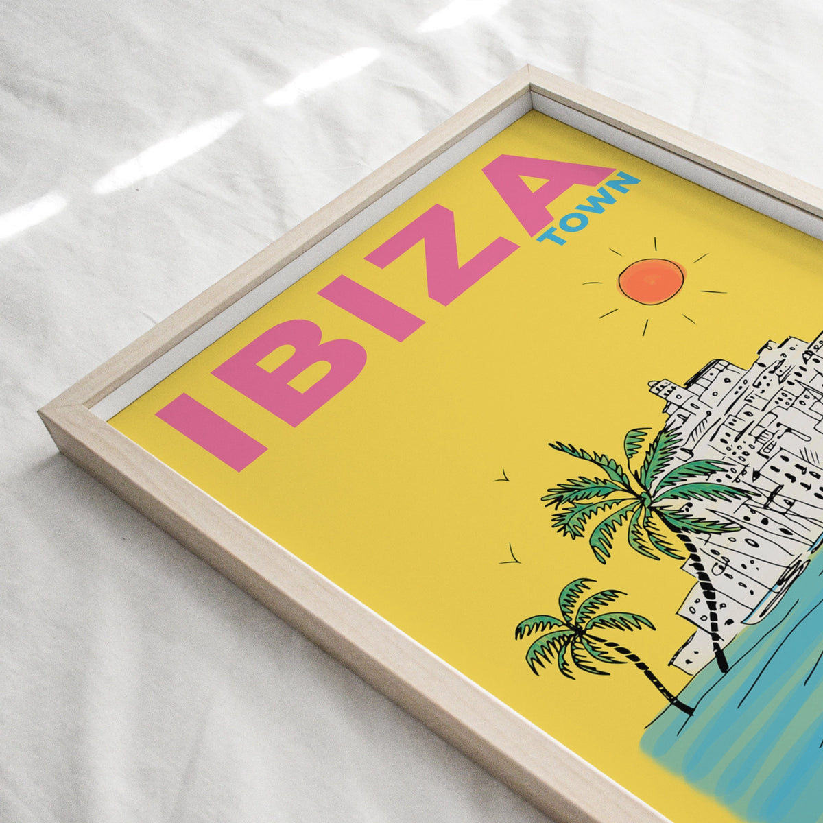 Ibiza Town Wall Art Print | Summer Escapes Travel Illustration