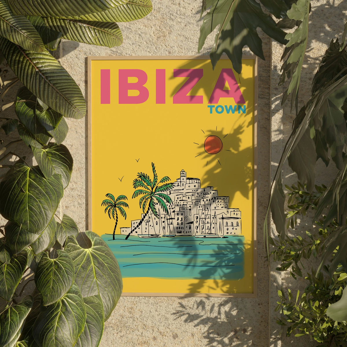 Ibiza Town Wall Art Print | Summer Escapes Travel Illustration