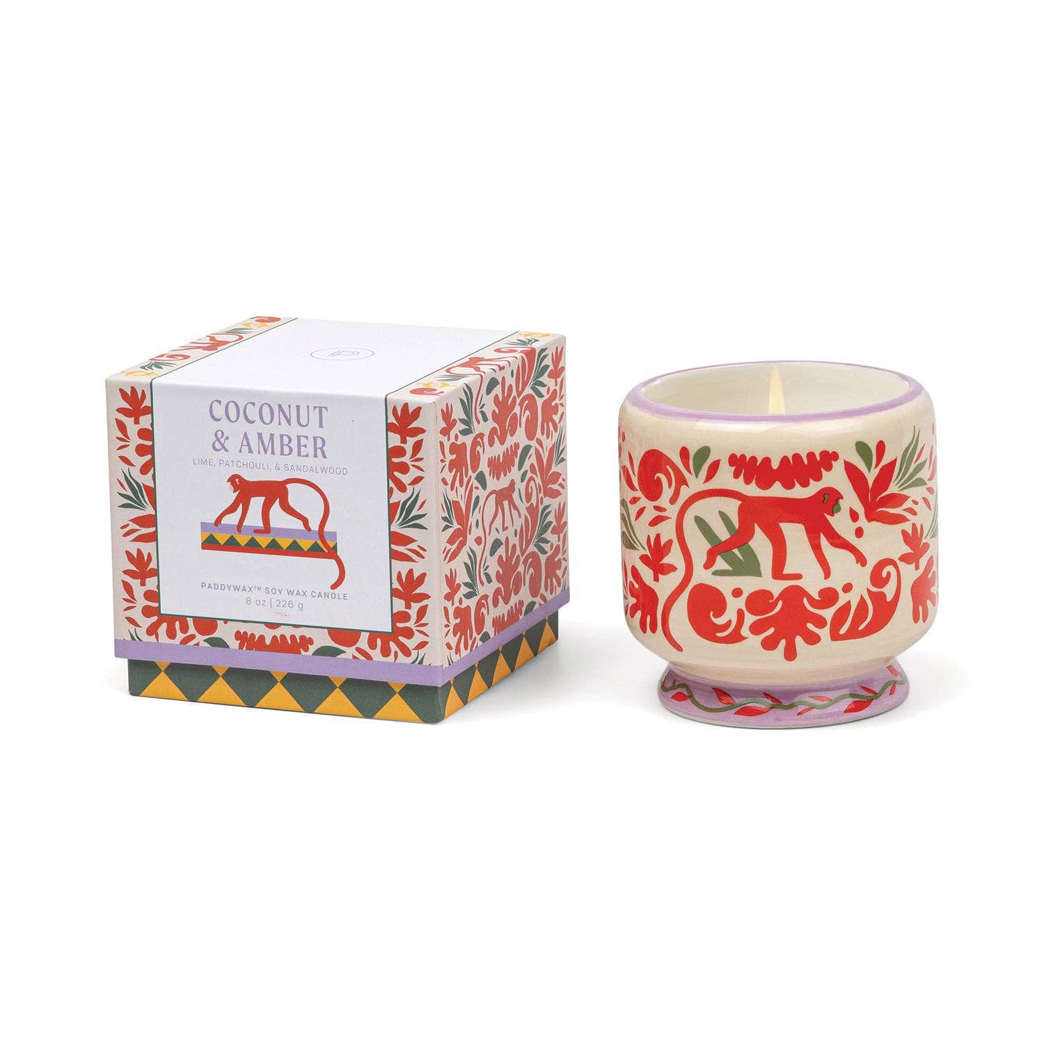Paddywax A Dopo Monkey Jungle Ceramic Candle | Coconut & Amber | 8oz