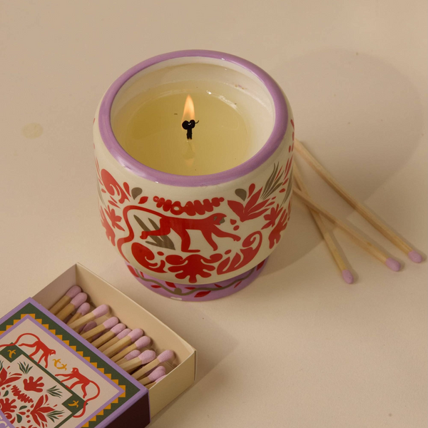 Paddywax A Dopo Monkey Jungle Ceramic Candle | Coconut & Amber | 8oz