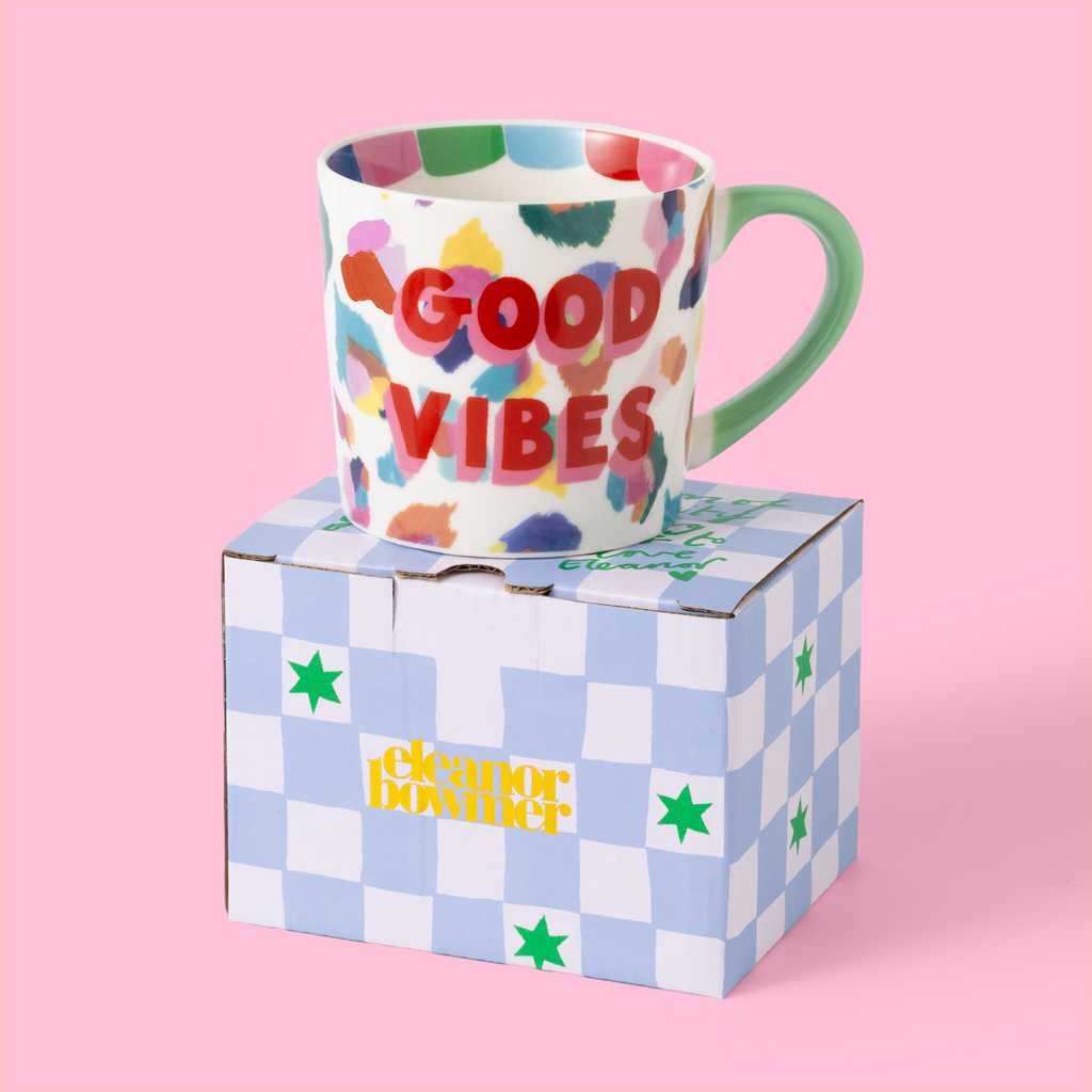 Eleanor Bowmer Good Vibes Painted Leopard Mug | Bone China | 300ml